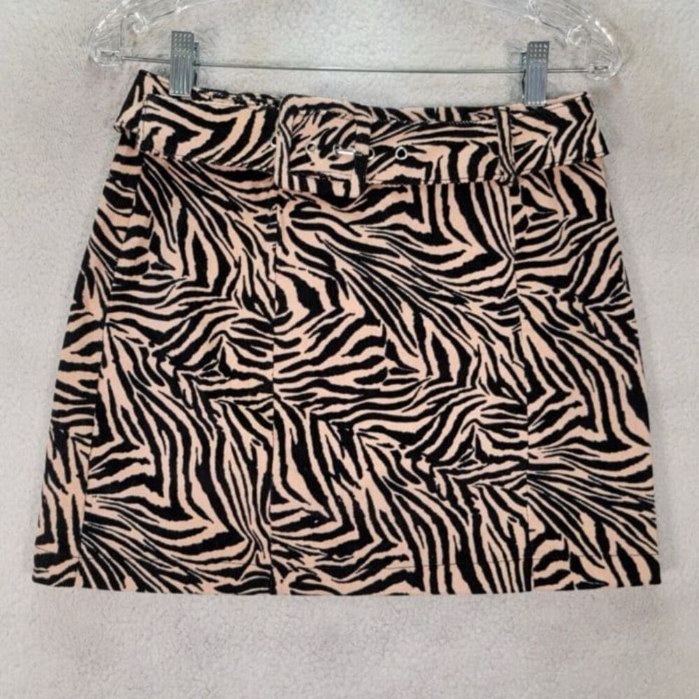 Wild Fable Zebra Print Belted Corduroy Mini Skirt Size XS